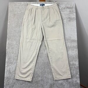 Polo Ralph Lauren Andrew Pant Khaki Pleated Cotton Mens Size 40x30